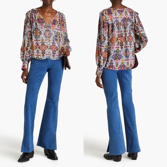 Veronica Beard Tops - VERONICA BEARD | Sura Printed Crepe de Chine Blouse in Multicolor | Size 4